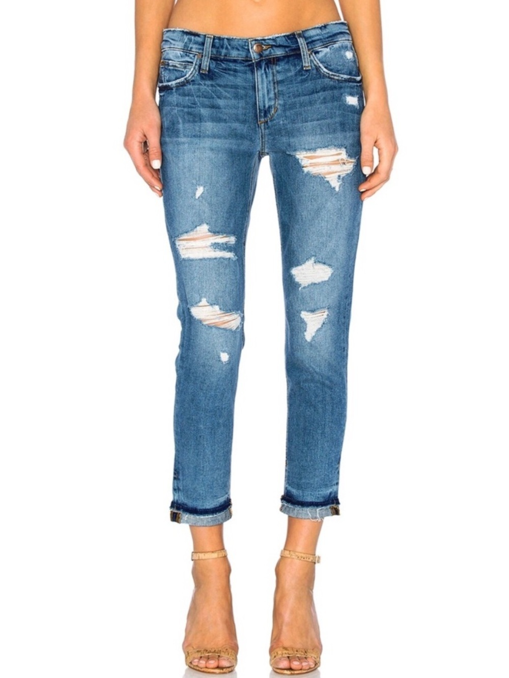 JOE’S JEANS The Billie Ankle Boyfriend Slim Ankle Distressed Denim Jeans